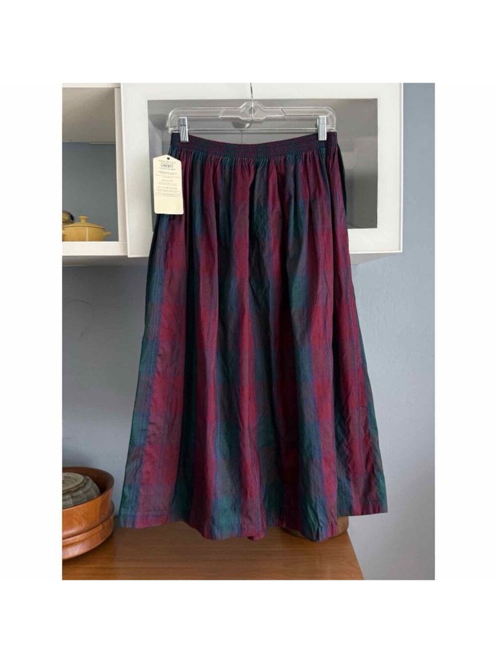 Vintage Liberty of London Ready to Sew Silk Plaid Maxi Midi Skirt England